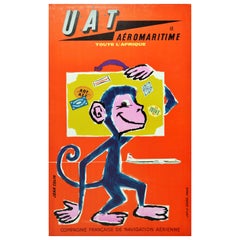 Original Vintage Poster UAT Aeromaritime Toute l'Afrique All Africa Air Travel