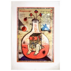 Affiche vintage d'origine de l'exposition Uwe Bremer Kestner Society Fantastic Realism