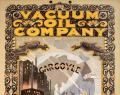 Original Vintage Poster Vacuum Oil Company Gargoyle 1931 Classic Car Plane Ship