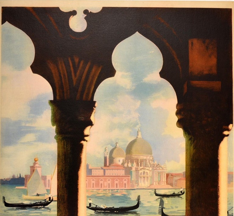 Italian Original Vintage Poster Venezia Venice Italy Canal Gondola Basilica Palazzo ENIT