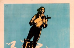 Original Vintage Poster Vietnam Central People's Circus Acrobat Horse Music Act