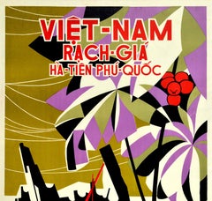 Original Vintage Poster Vietnam Rach-Gia Ha-Tien Phu-Quoc Island Asia Travel Art