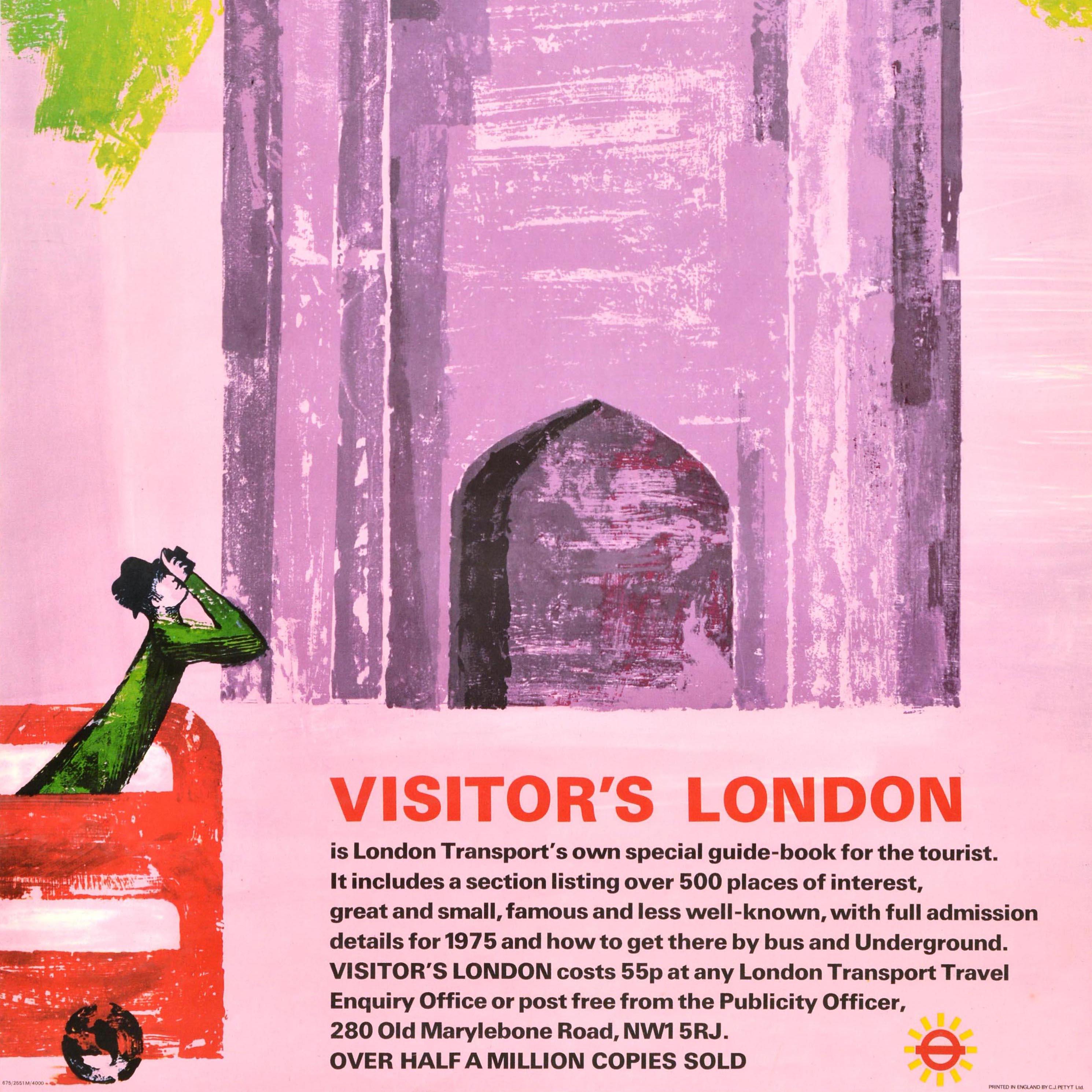 Late 20th Century Original Vintage Poster Visitors London Transport Tower Royal Guard Hans Unger For Sale