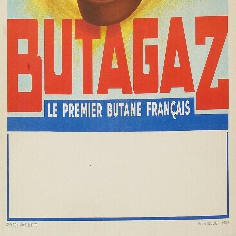 French Original Vintage Kitchen Poster, Butane Propane Gas, c.1950 For Sale