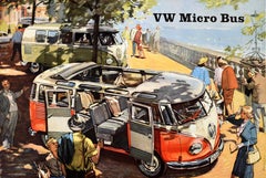 Original Vintage Poster VW Camper Type 2 Split Screen Micro Bus Volkswagen