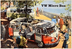 Original Vintage Poster VW Camper Type 2 Split Screen Micro Bus Volkswagen
