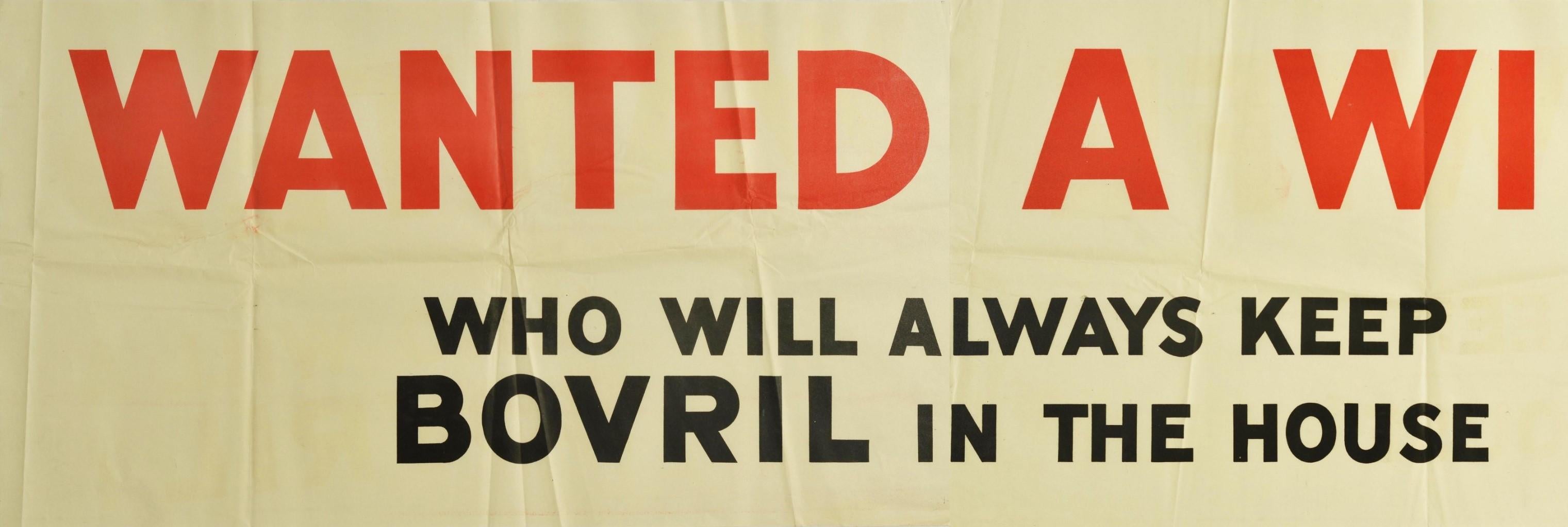 British Original Vintage Poster Wanted A Wife Who Will Always Keep Bovril In The House