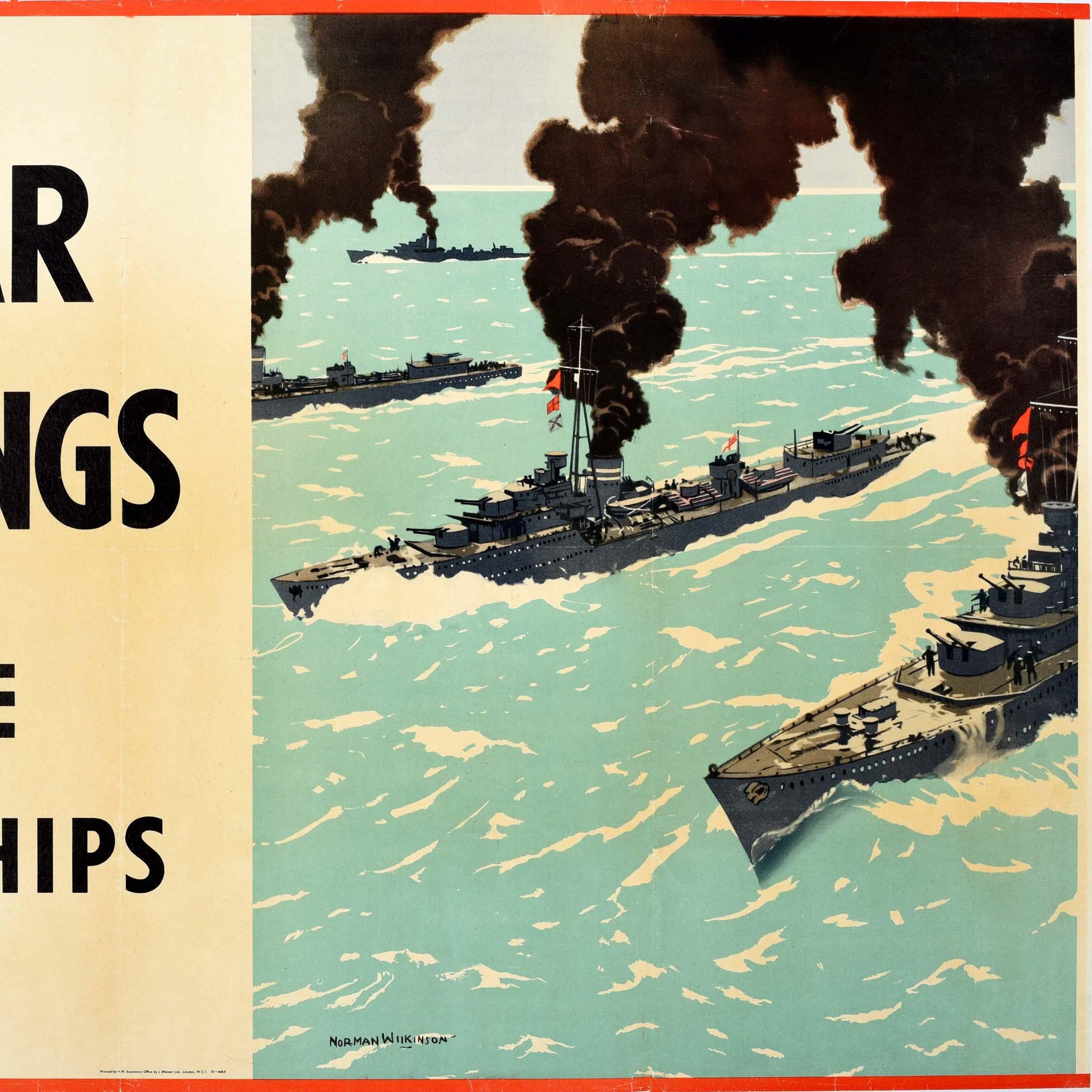 Original Vintage Poster War Savings Are Warships Norman Wilkinson WWII Navy Sea Bon état - En vente à London, GB
