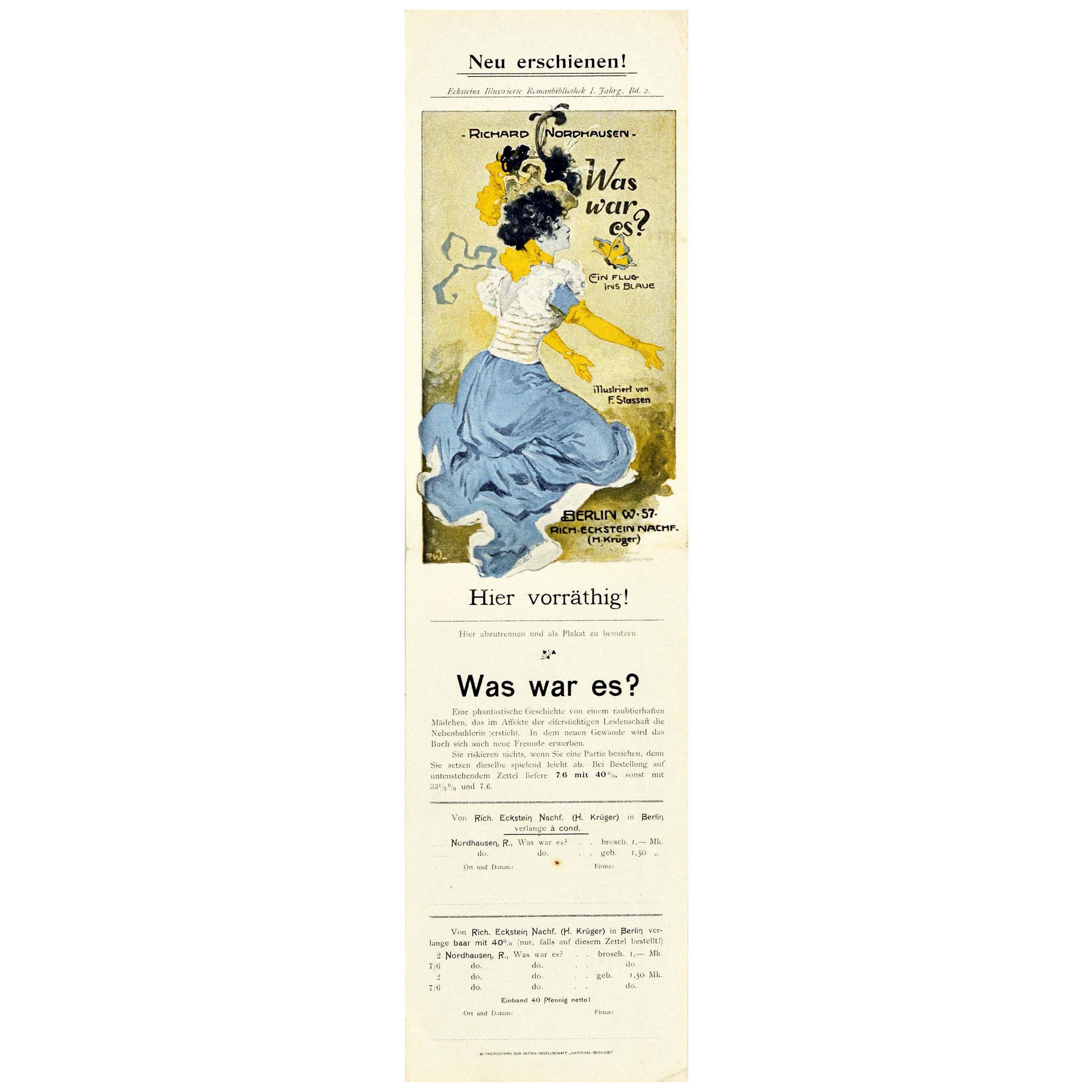 Affiche vintage d'origine « What Was It A Flight Into The Blue Belle Epoque » (Qu'était-ce qu'un vol vers le bleu) Livre d'art