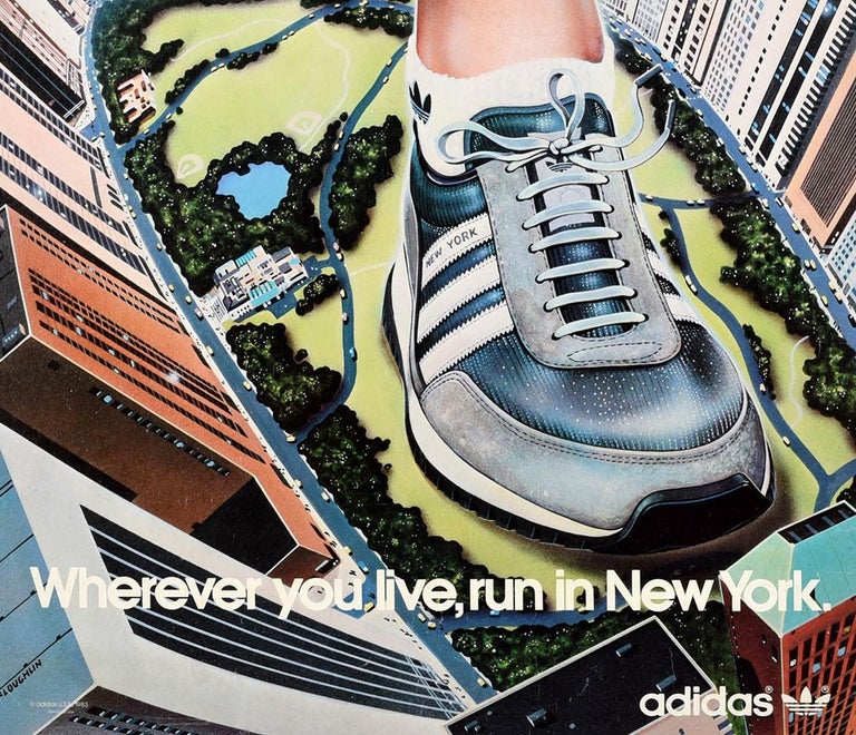 Original Vintage Poster Wherever You Live Run In New York Adidas Originals  Shoes For Sale at 1stDibs | adidas originals new york, vintage adidas  poster, vintage shoes nyc