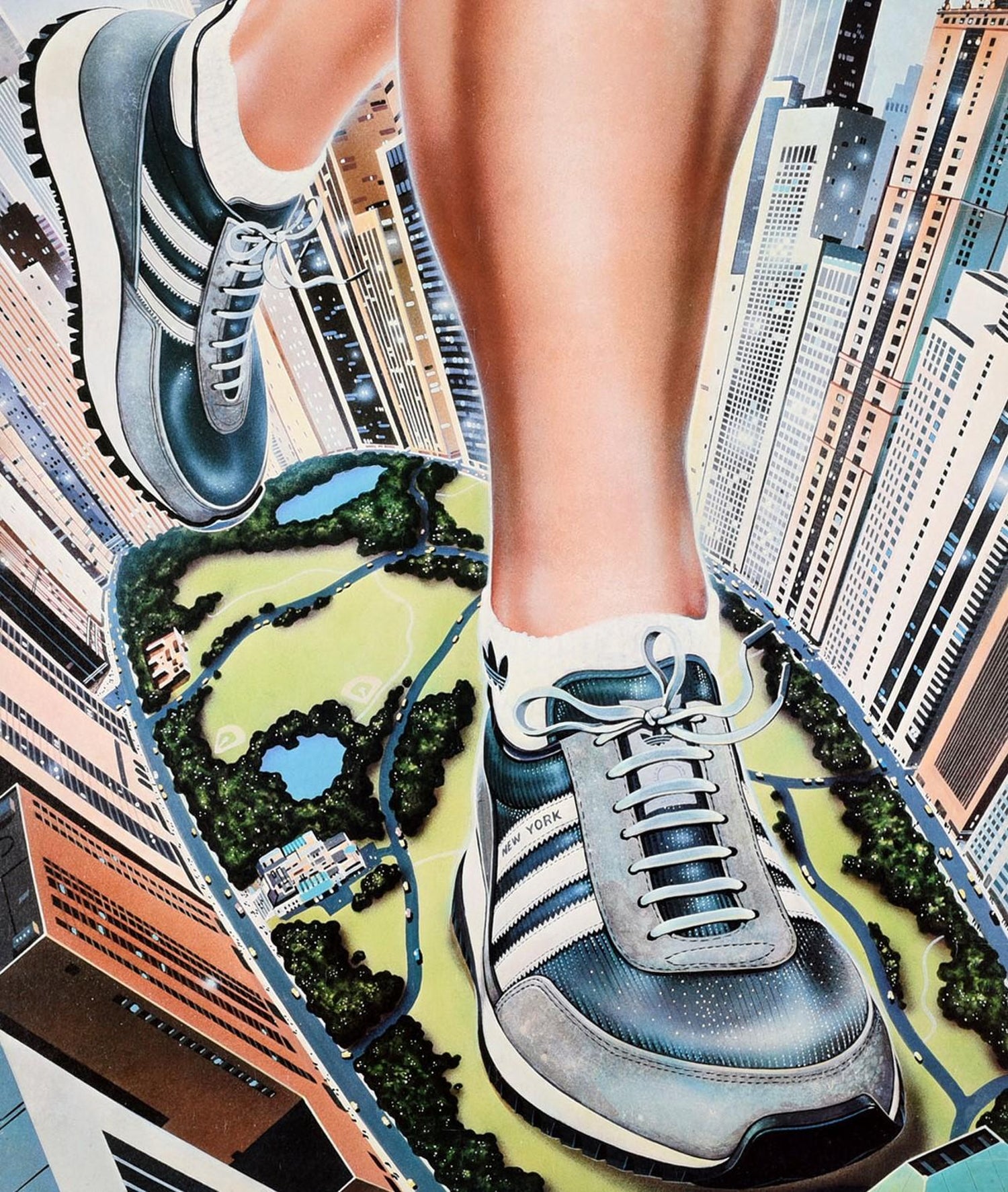 Original Vintage-Poster „ Wherever You Live Run In New York“:: Adidas  Originals:: Schuhe im Angebot bei 1stDibs