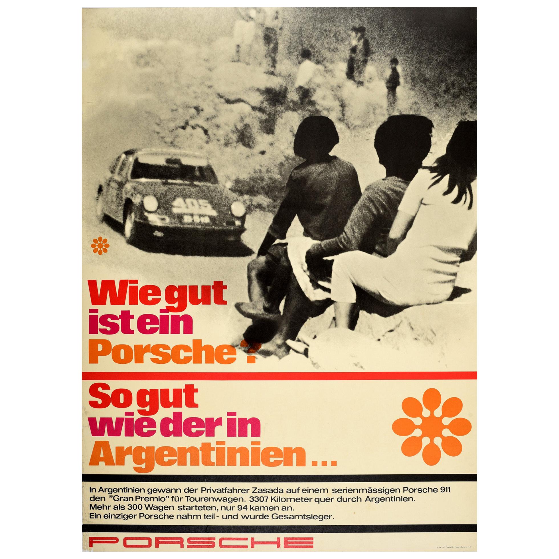 Original Vintage Poster Wie Gut Ist Ein Porsche 911 Sports Car Rally Argentina