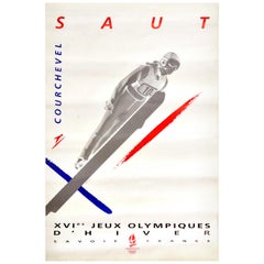 Original Retro Poster Winter Olympics Albertville 92 Courchevel Ski Jump Saut