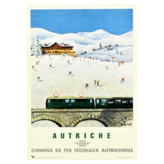 Original Vintage Poster Winter Sport Ski Austria Autriche OBB Railway Travel Art