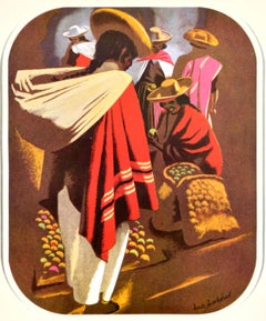 Original Vintage Poster Wool In National Dress Ecuador Drake Brookshaw Clothing