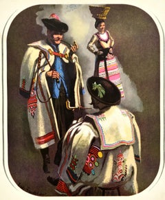 Original Vintage Poster Wool In National Dress Hungary Drake Brookshaw