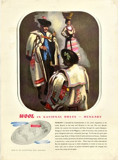 Original Vintage Poster Wool In National Dress Hungary Drake Brookshaw
