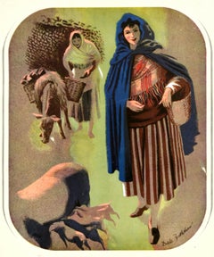 Original Vintage Poster Wool In National Dress Ireland Drake Brookshaw Clothing