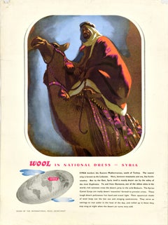 Original Vintage Poster Wool In National Dress Syria Drake Brookshaw Clothing