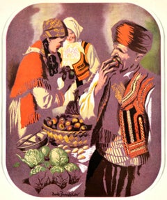 Original Vintage Poster Wool In National Dress Yugoslavia Drake Brookshaw