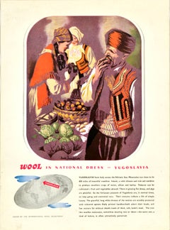 Original Vintage Poster Wool In National Dress Yugoslavia Drake Brookshaw