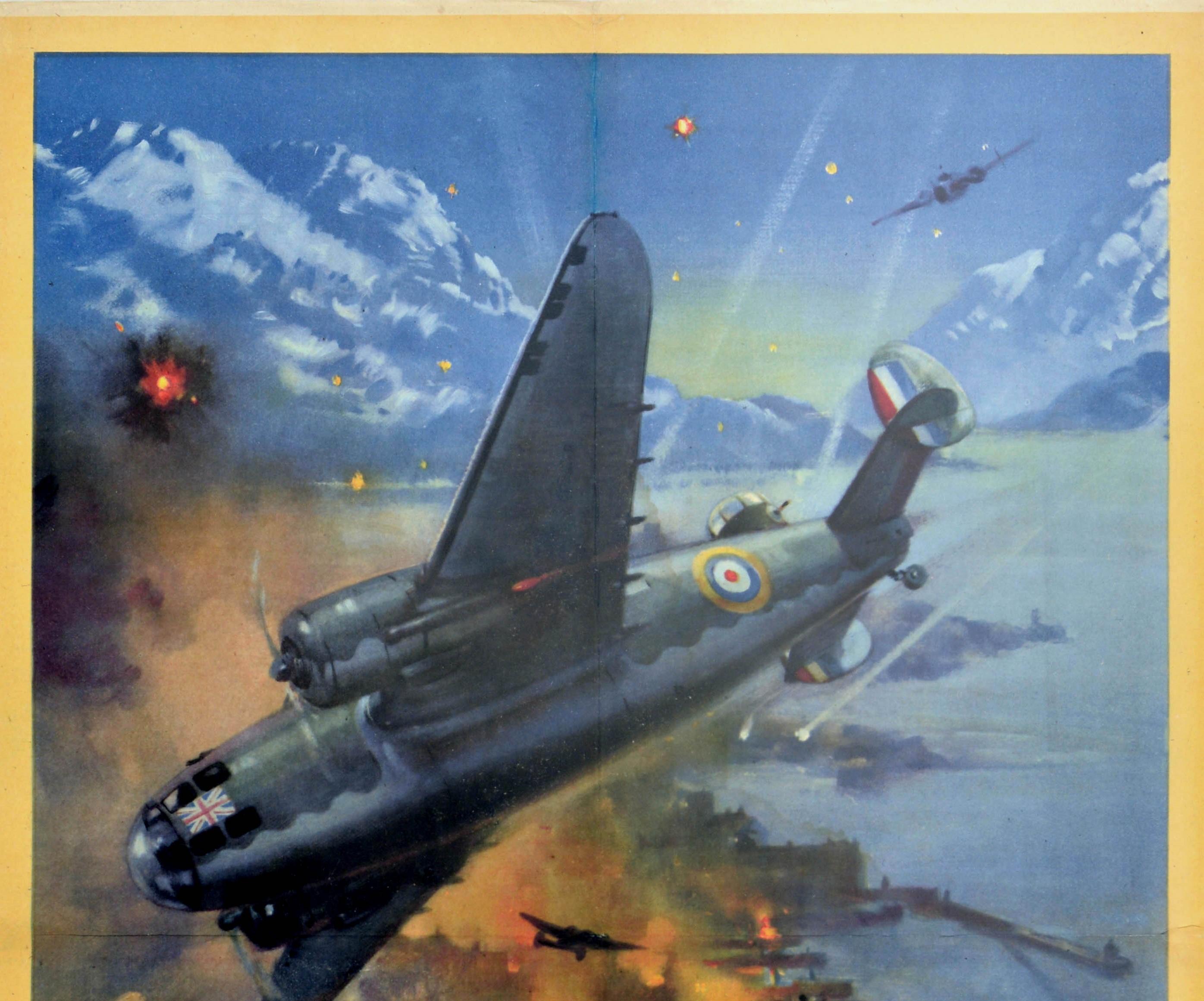 Original Vintage Poster WWII Defender Of Freedom RAF Hudson Fighter Plane Norwegen (Britisch) im Angebot