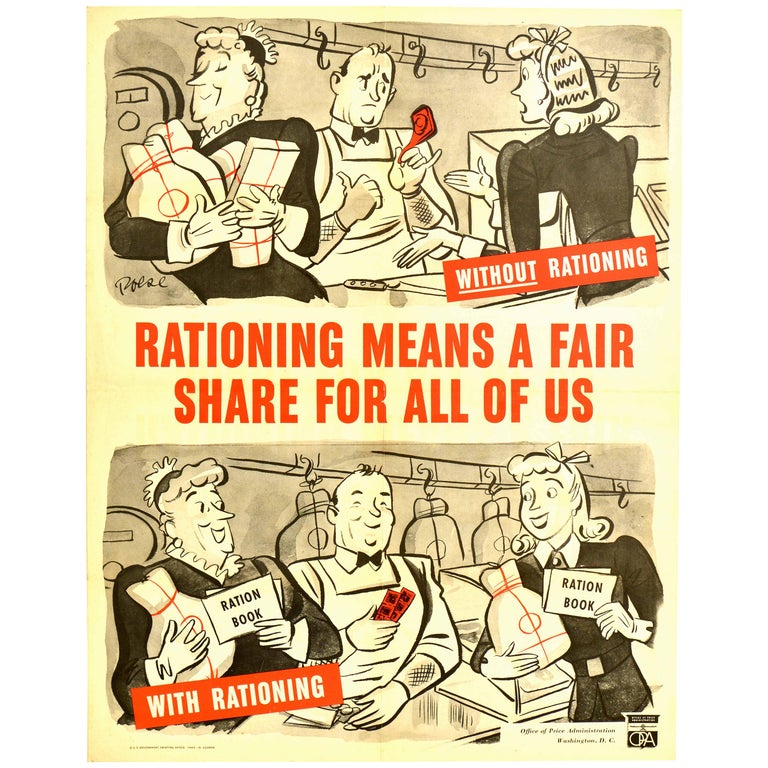 2W75 Vintage WWII Rationing A Fair Share For All Wartime War Poster WW2 A1 A2 A3