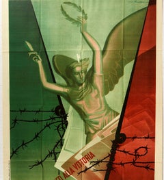 Original Vintage Poster WWII Treasury Bills Vittoria Victory War Bonds Italy