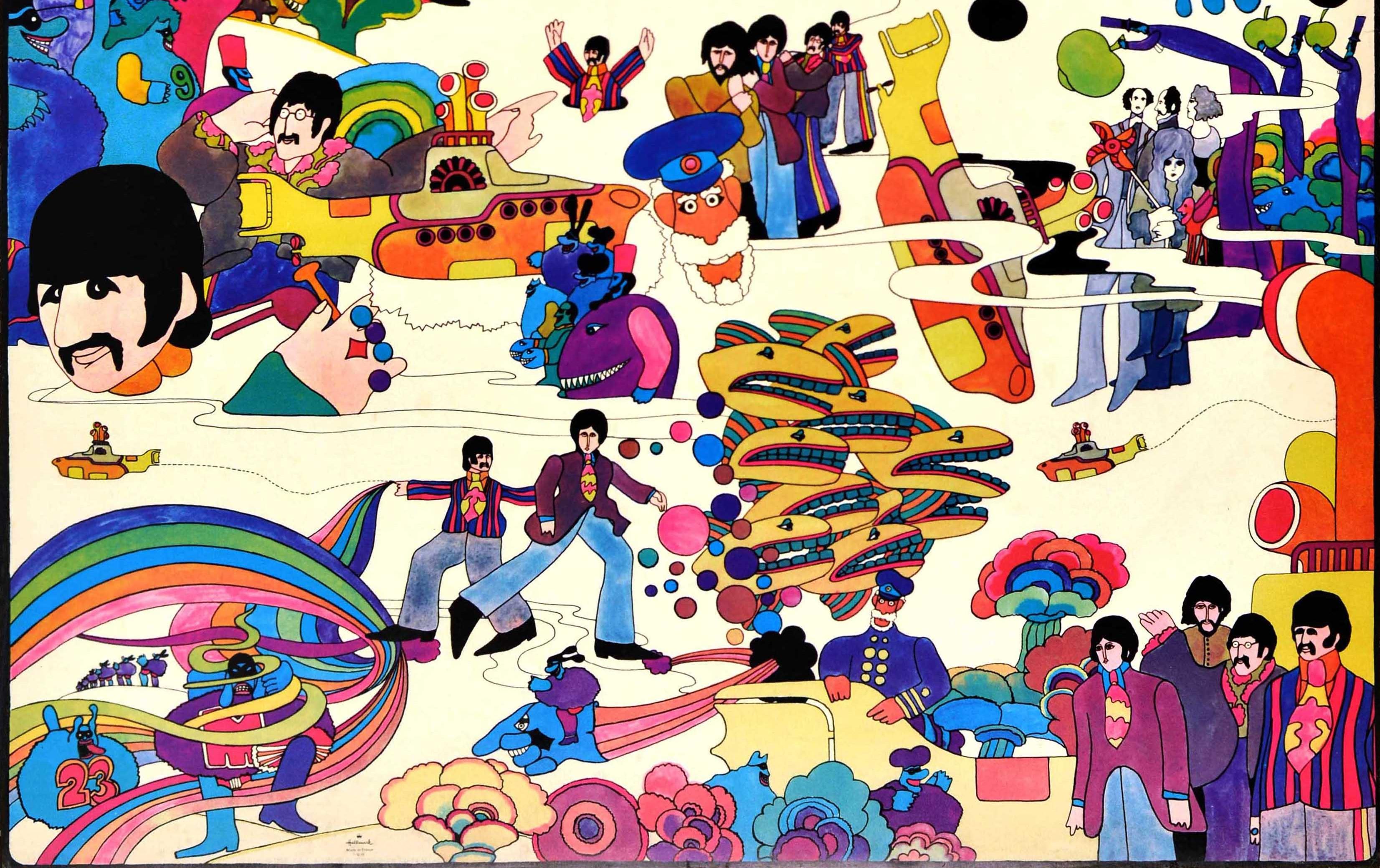 Français Affiche vintage d'origine Yellow Submarine, Les Beatles Sgt. Pepper, Musique, Film d'art en vente