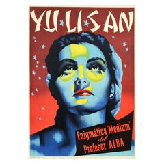 Original Vintage Poster Yu Li San Enigmatic Medium Of Professor Alba Magic Show