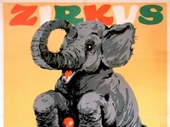 Original Vintage Poster Zirkus Aeros Eros Circus Ft. Delhi The Cycling Elephant