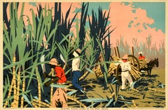 Original Vintage PosterReaping Sugar Canes In The West Indies Frank Newbould