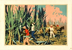 Original Vintage PosterReaping Sugar Canes In The West Indies Frank Newbould