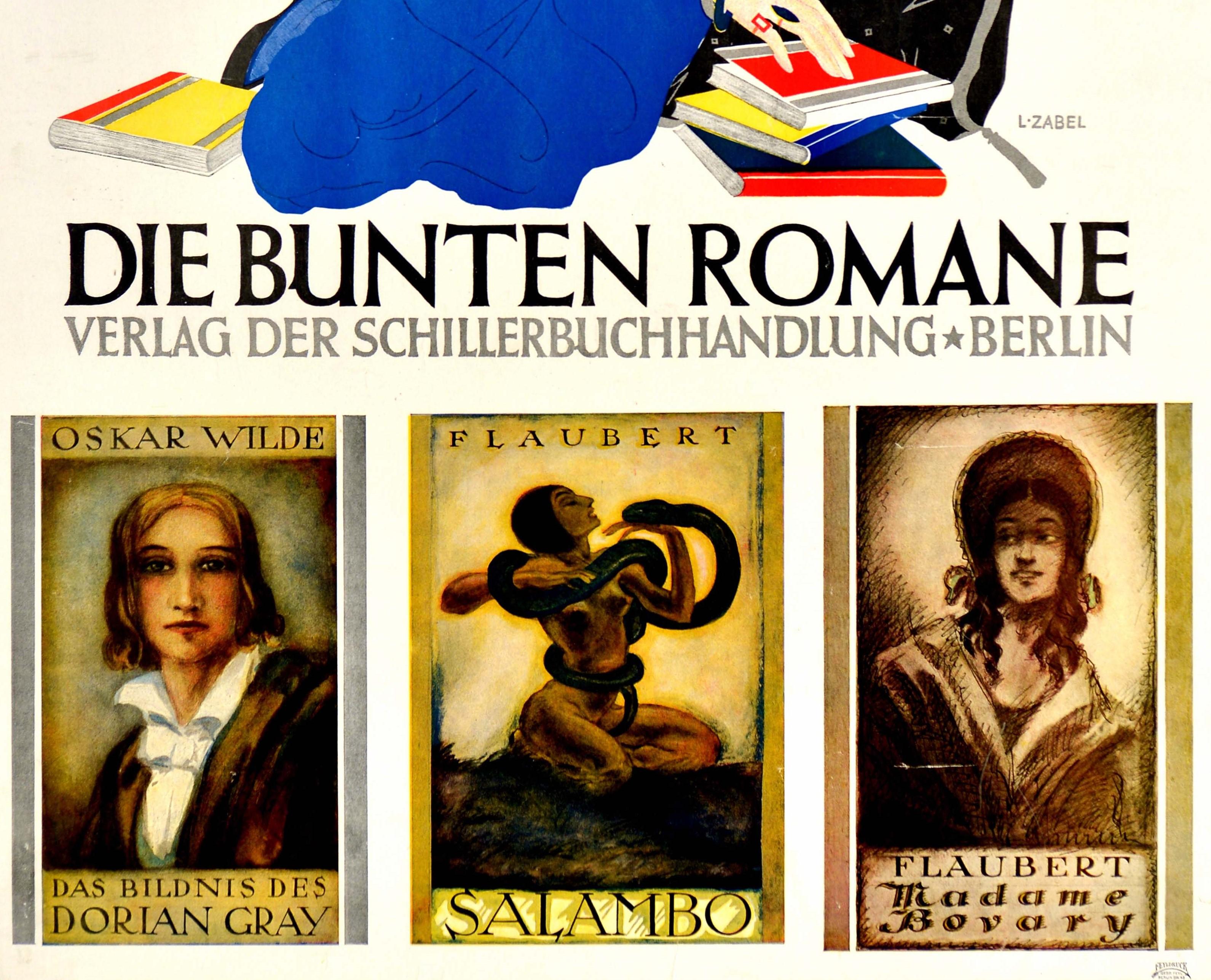 German Original Vintage Posters Quality Books Oscar Wilde Gustave Flaubert Roman Bucher For Sale