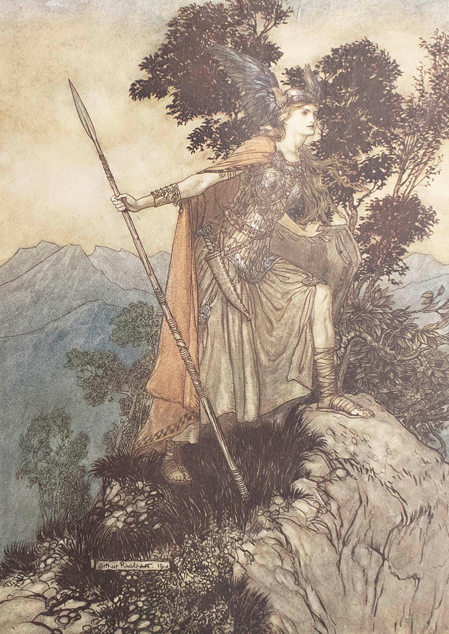 Wunderschönes Bild von Arthur Rackham.

Es handelt sich um eine der Illustrationen zu Wagners 