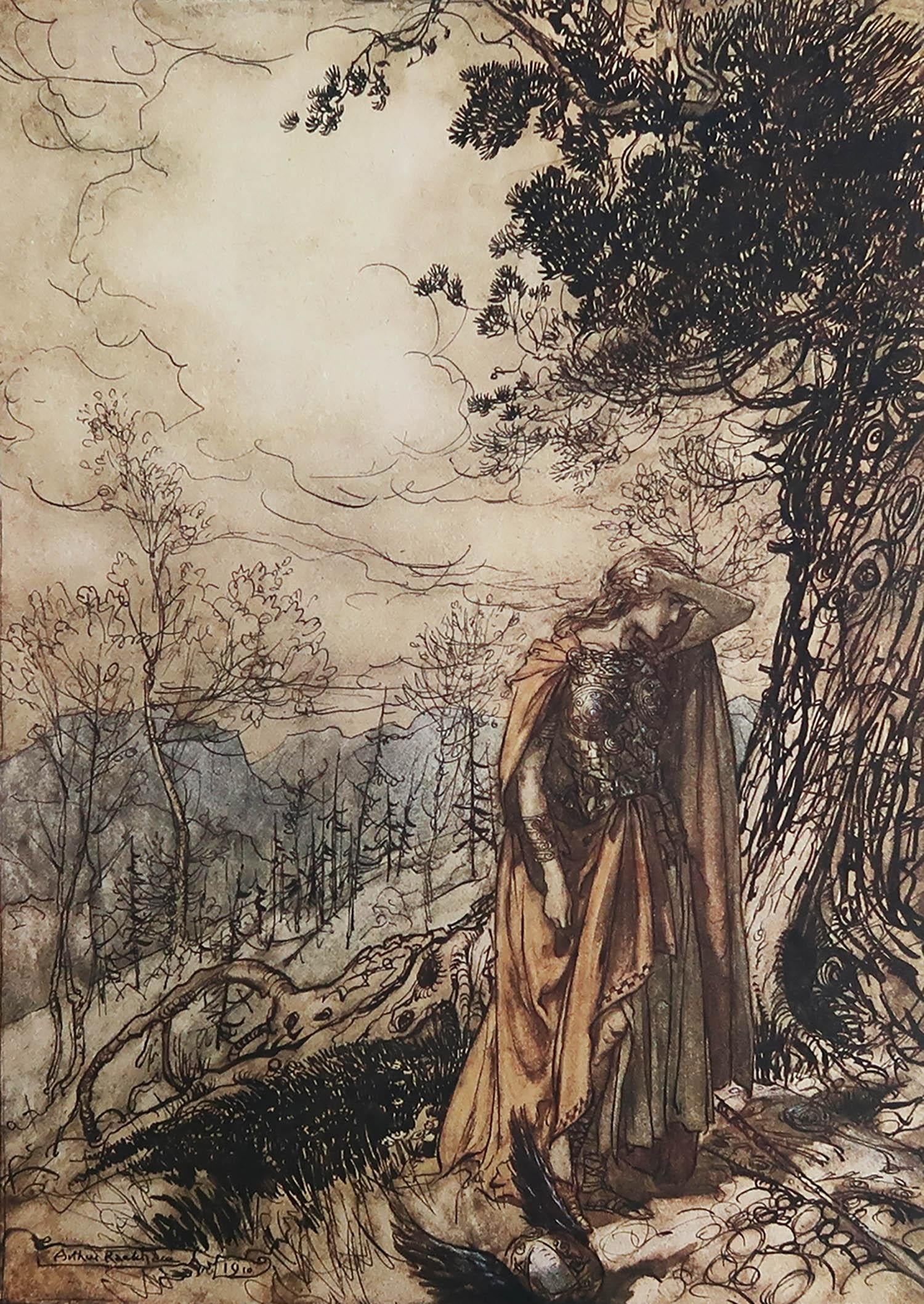 Wunderschönes Bild von Arthur Rackham.

Es handelt sich um eine der Illustrationen zu Wagners 