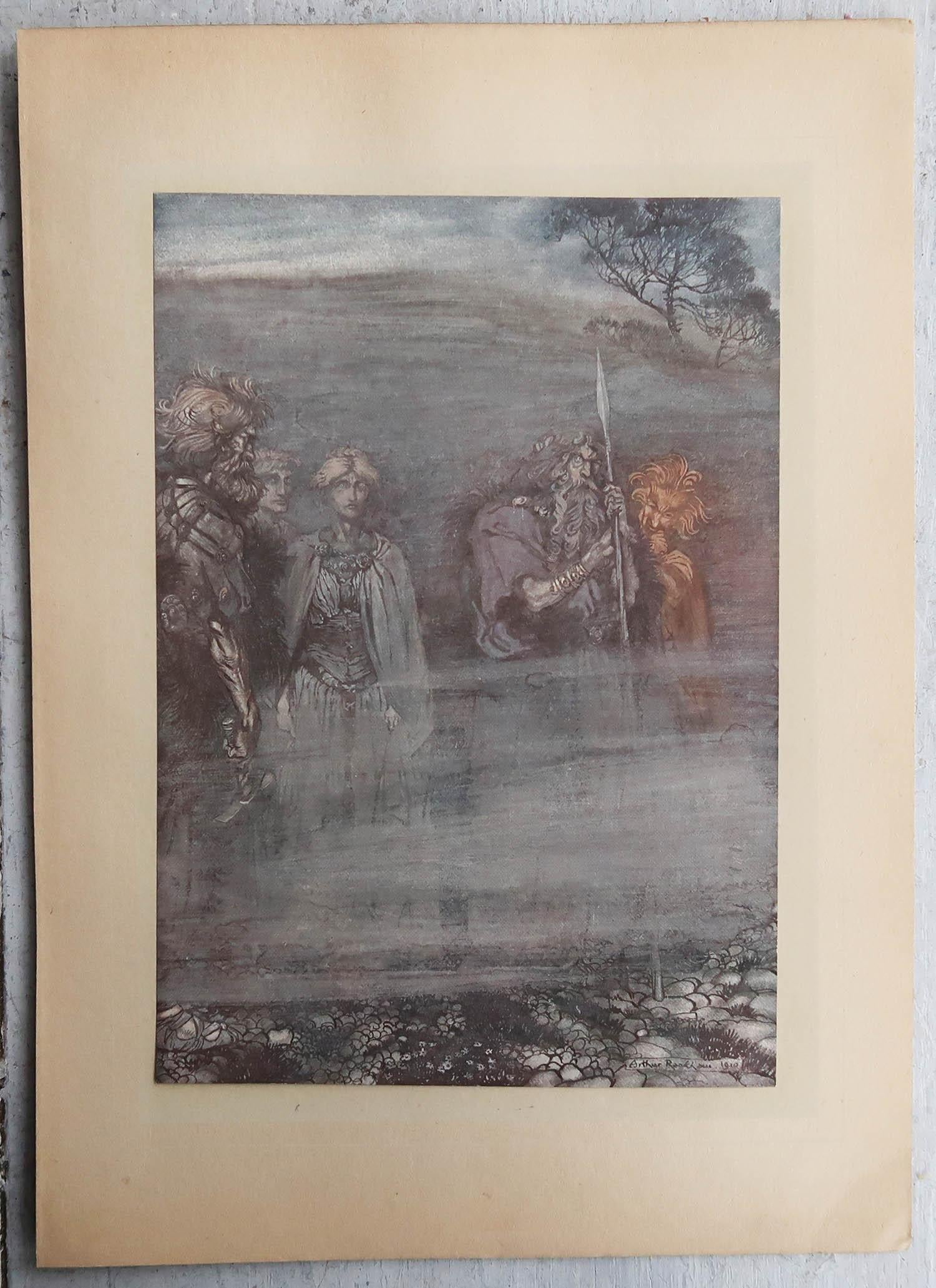 Romantic Original Vintage Print by Arthur Rackham, 1910. For Sale