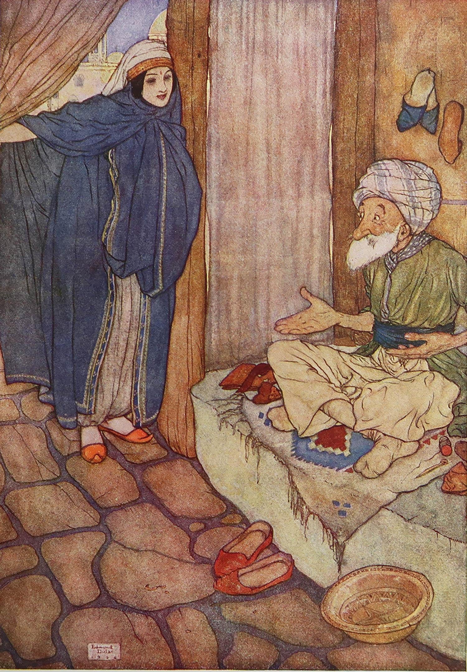 Lovely image by Edmund Dulac

Lithograph. 

Published circa 1930

The measurement given is the paper size not the actual image.