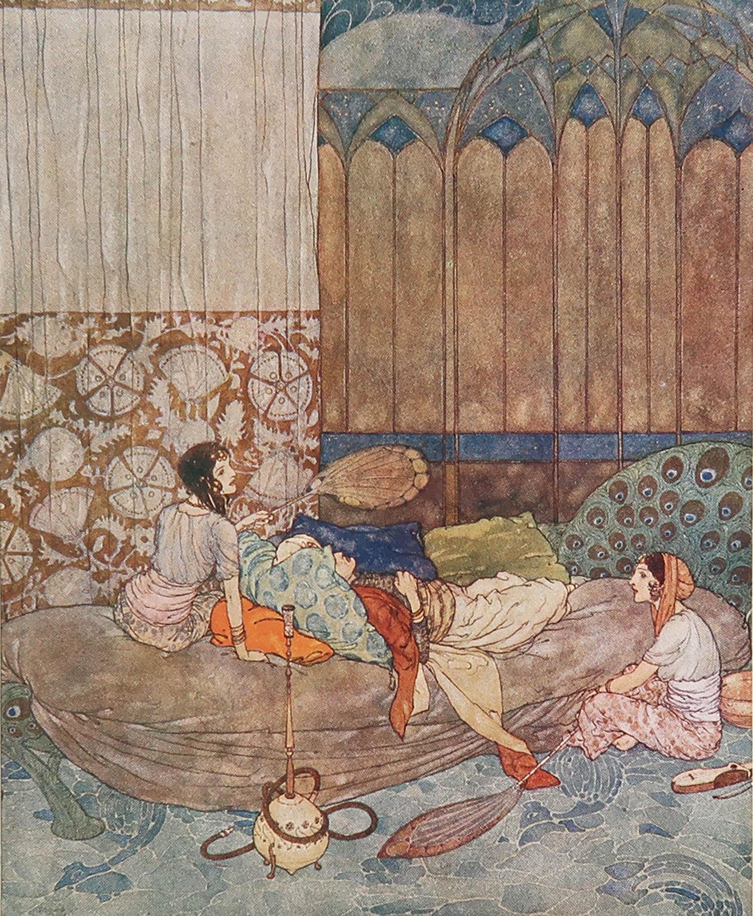 Wonderful image by Edmund Dulac

Tipped in plate onto paper

Lithograph. 

Published C.1930

The measurement given is the paper size not the actual coloured printed image.

Free shipping

