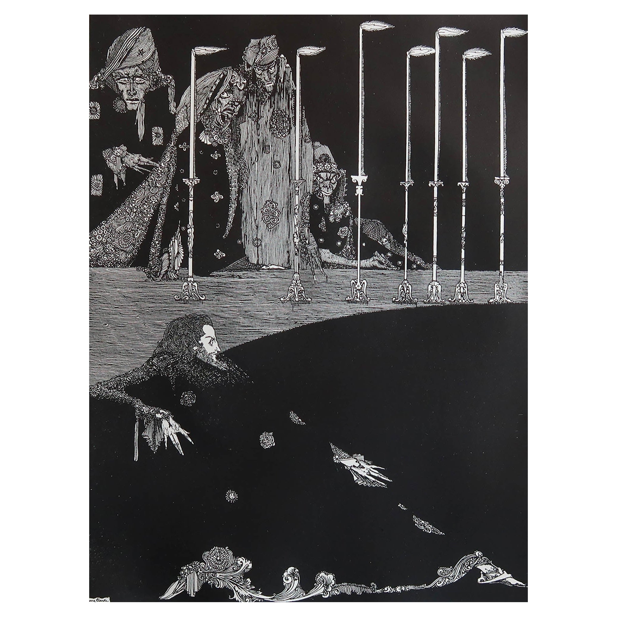 Original Vintage-Druck von Harry Clarke aus Poes „Mystery And Imagination“ 1935