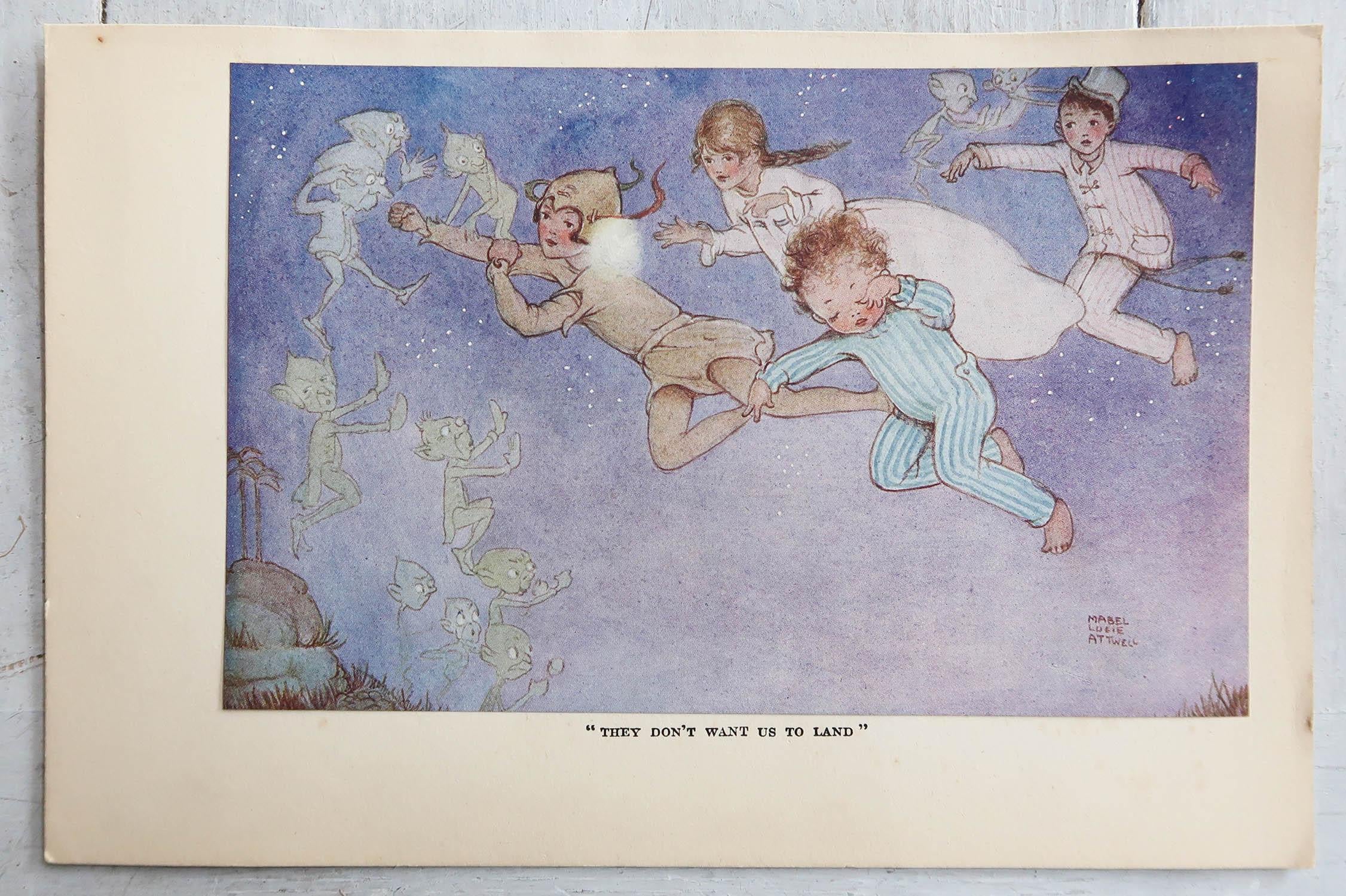 British Original Vintage Print by Mabel Lucie Attwell. C.1920 For Sale