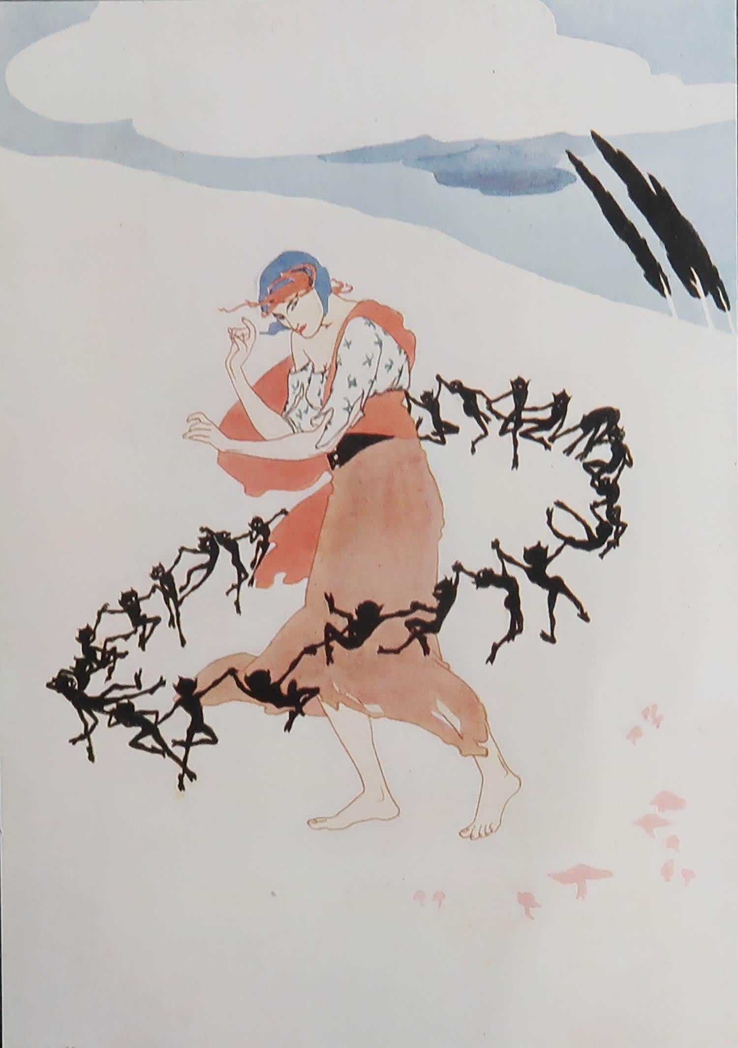 Wonderful image by Margery Lawrence

Tipped in plate. On green card

Lithograph. 

Published 1921

The measurement given is the card size not the actual printed image.

