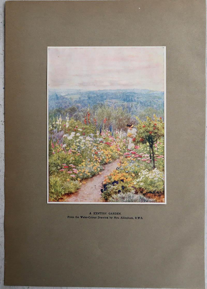 British Original Vintage Print of An English Country Garden After Helen Allingham For Sale