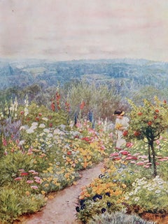 Original Vintage Print of An English Country Garden After Helen Allingham