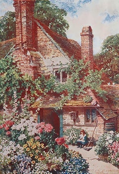 Original Vintage Print of An English Country Garden After Sutton Palmer