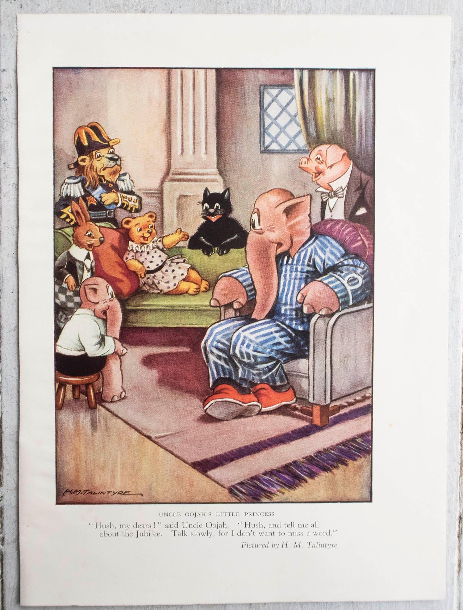 British Original Vintage Print of Uncle Oojah by H.M Talintyre. 1930's For Sale
