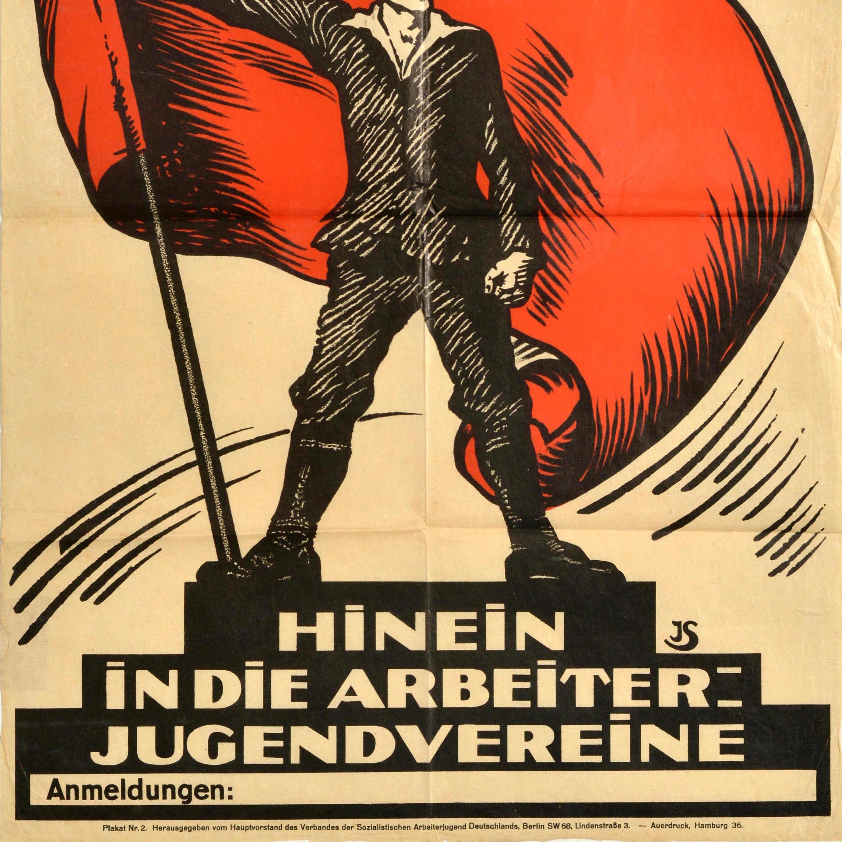 Original Vintage Propaganda Poster Arbeiterjugend Socialist Workers Youth German In Good Condition For Sale In London, GB