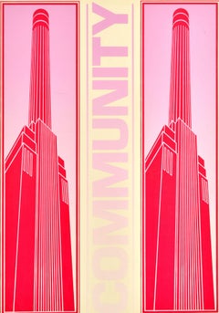 Original Vintage Propaganda Poster Battersea Power Station Community London