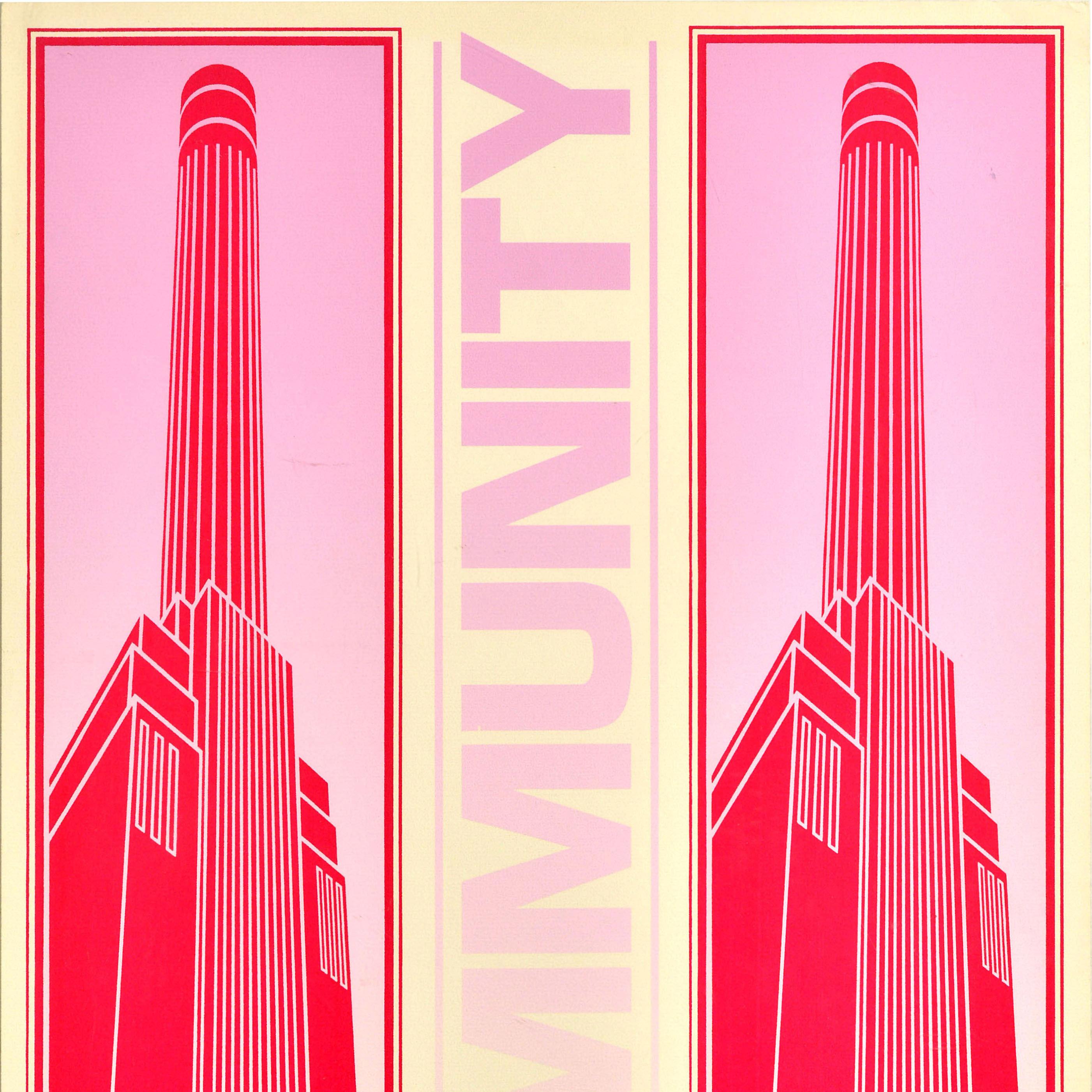 Cartel Propagandístico Original Vintage Battersea Power Station Community London Británico en venta