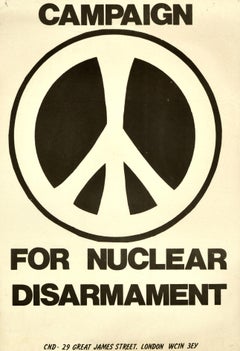 Original Vintage Propaganda Poster Campaign For Nuclear Disarmament Peace